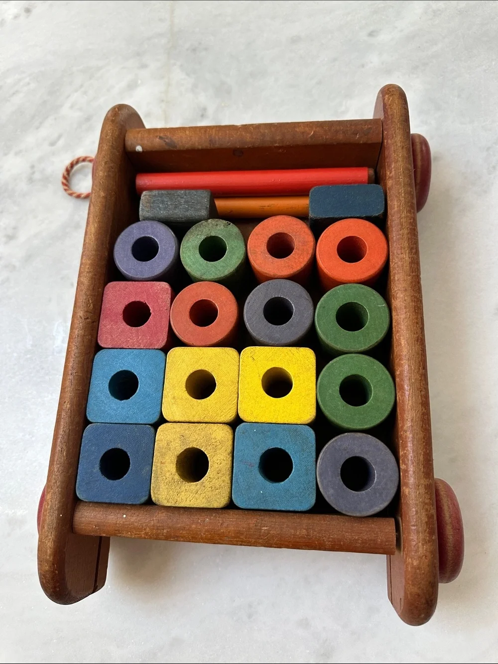 PlaySchool Wooden Wagon Pull-Along Shape Sorter - Multicolor-Vintage
